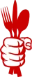 The fist-and-utensils mark on its own